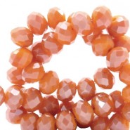 Faceted glass beads 8x6 mm rondelle Vermillion orange-top shine coating
